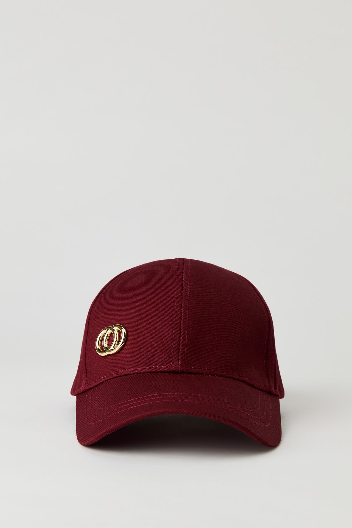 Double Ring Detail Baseball Hat - Wine