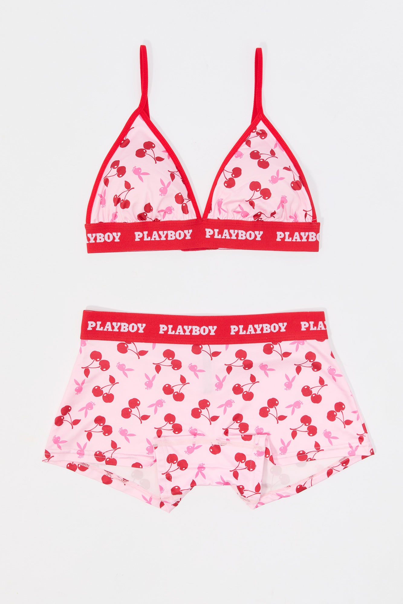 Playboy Print Triangle Bralette & Boy Short 2 Piece Set