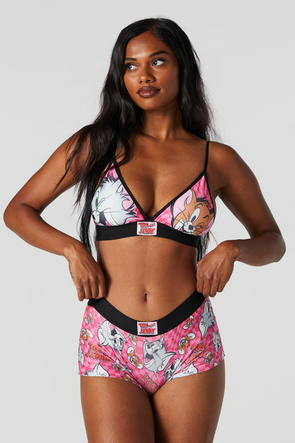 Tom and Jerry Triangle Bra and Boy Short Set