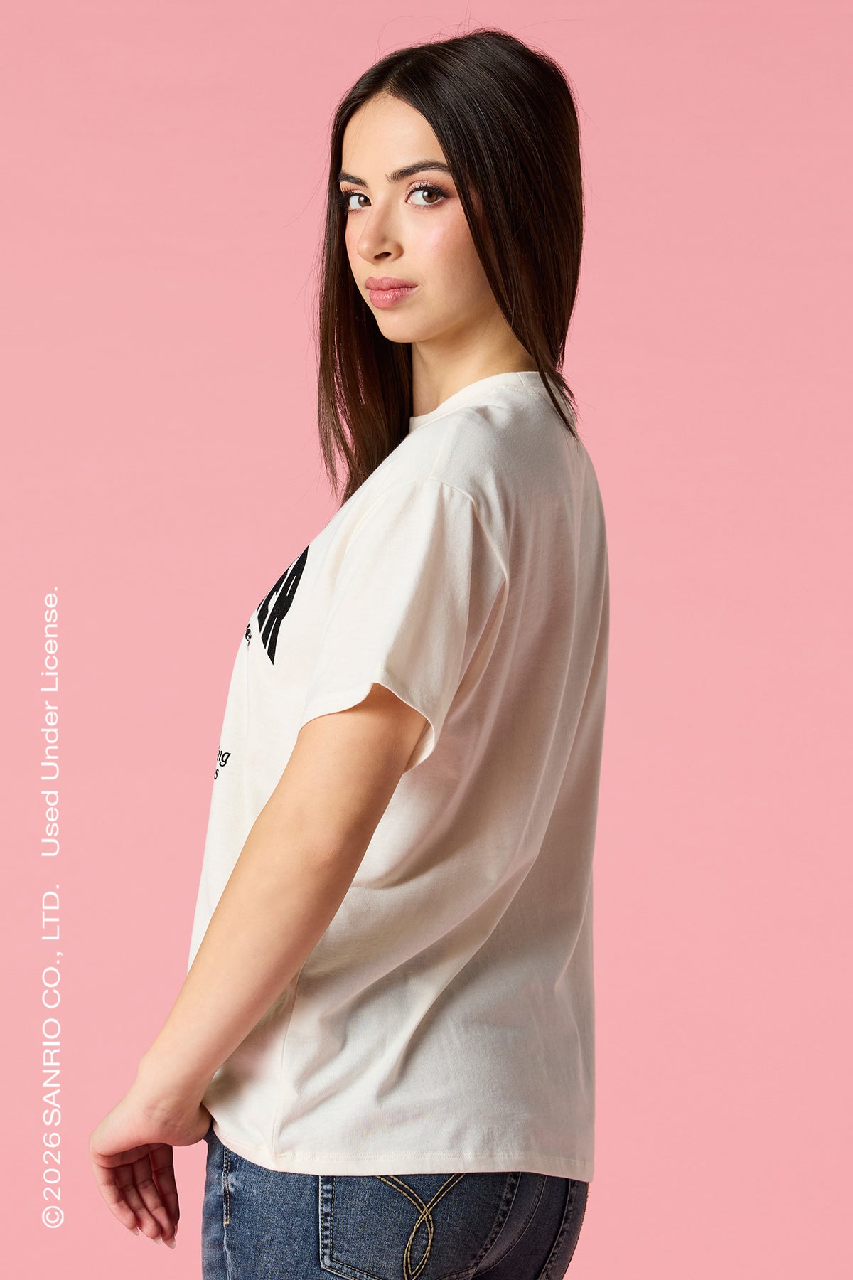 Alt View 2. Kuromi™ & My Melody™ Flock Print Boyfriend T-Shirt - Ivory