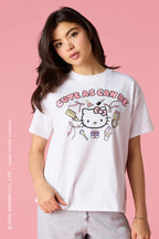 T-shirt de coupe garçonne à imprimé Hello Kitty® scintillant