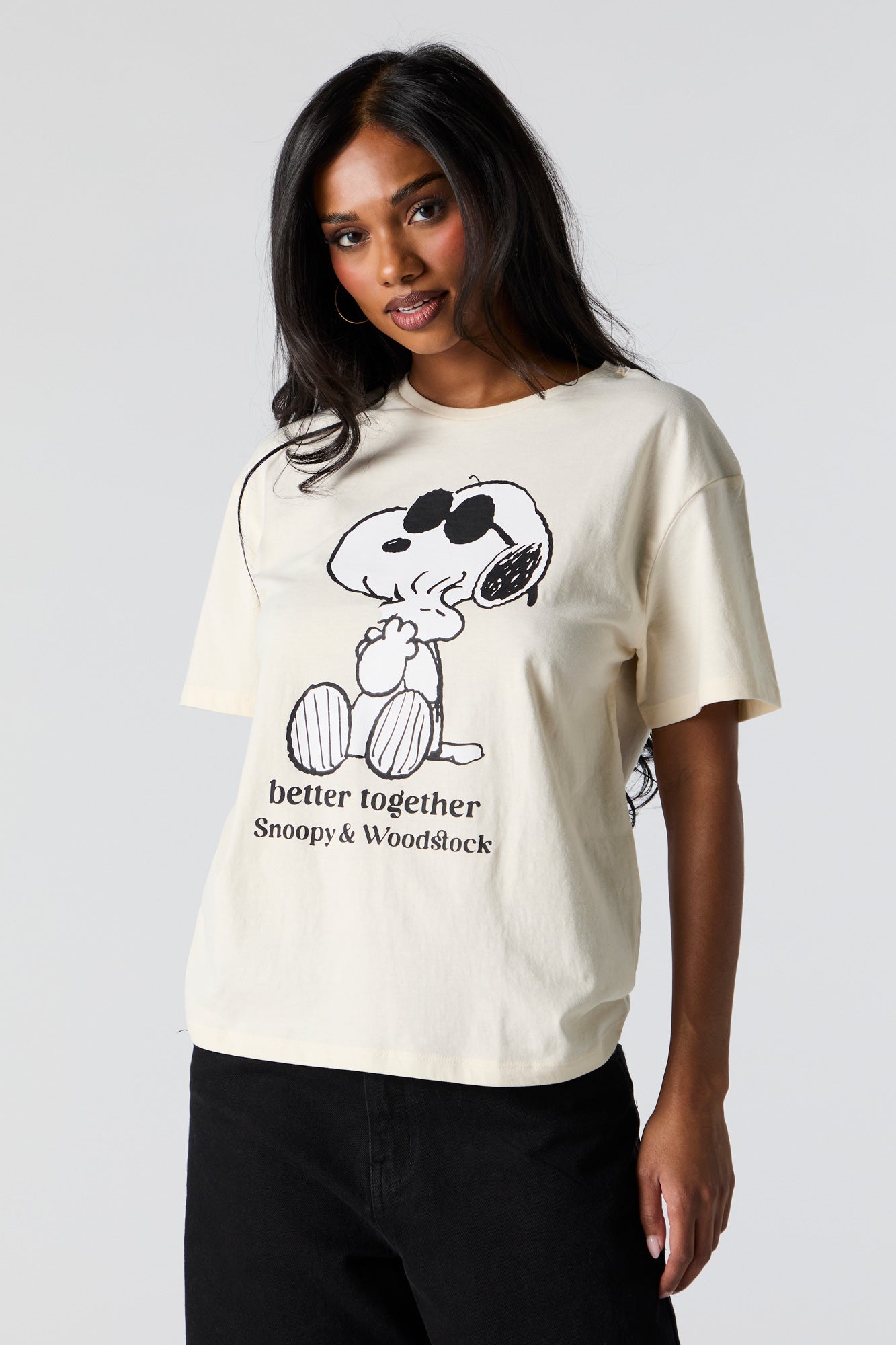 Snoopy and Woodstock Graphic Boyfriend T-Shirt