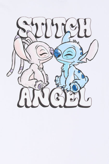 Stitch & Angel Snuggled Graphic Boyfriend  T-Shirt