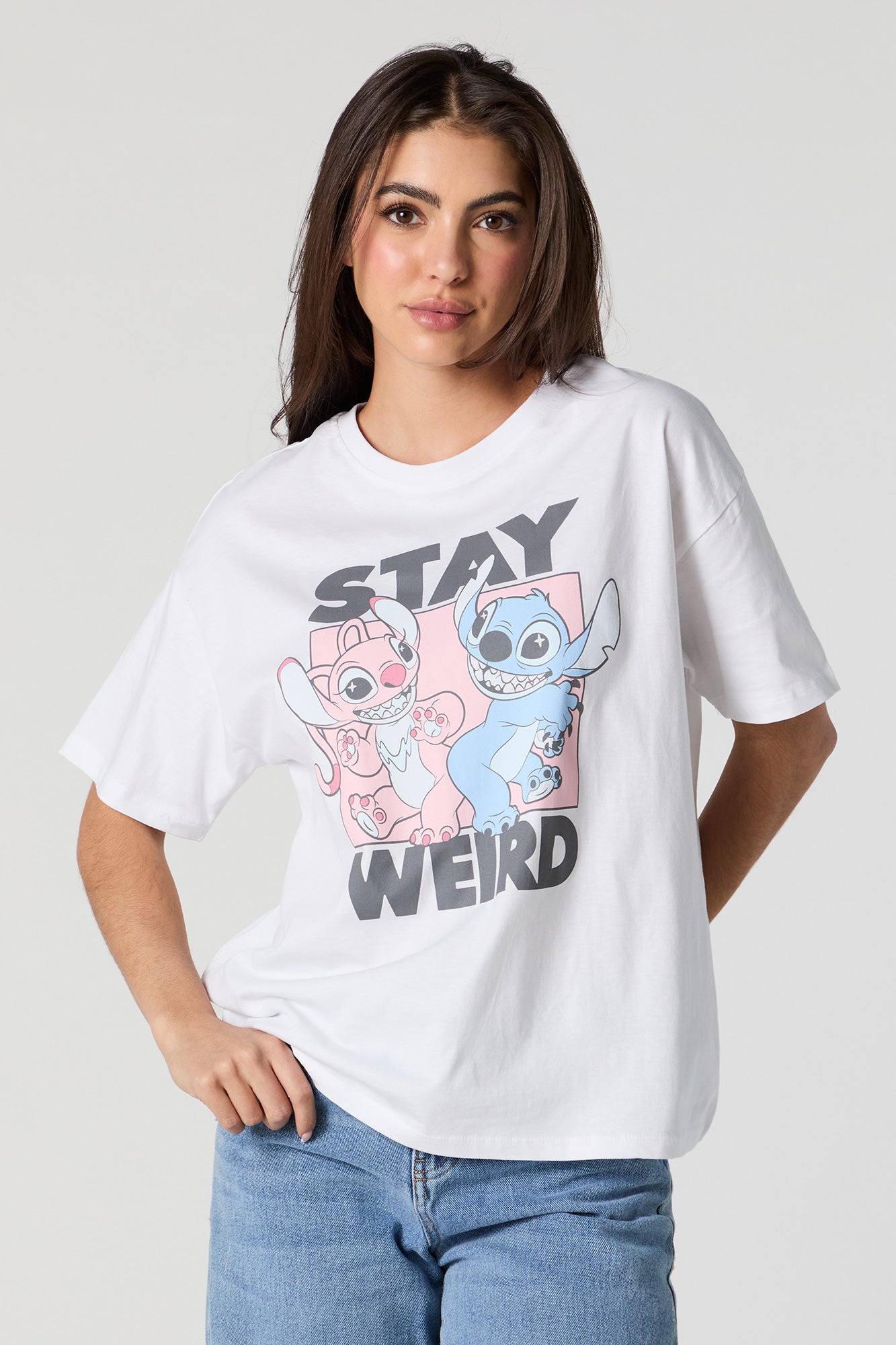 Stay Weird Stitch Graphic Boyfriend T-Shirt