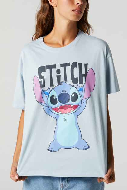 T-shirt de coupe garçonne à imprimé Stitch