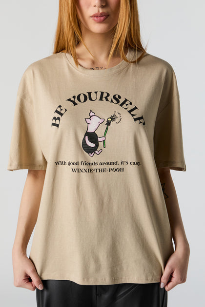 T-shirt de coupe garçonne à imprimé Piglet Be Yourself