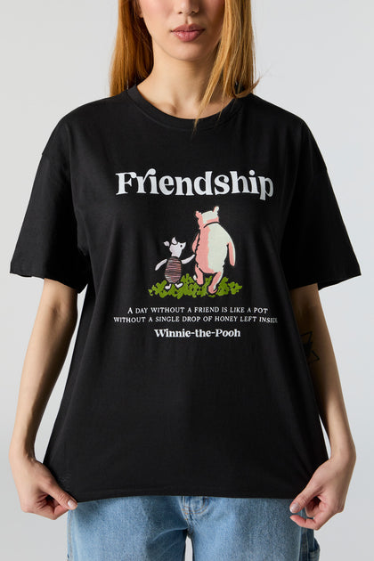 T-shirt de coupe garçonne à imprimé Pooh and Piglet