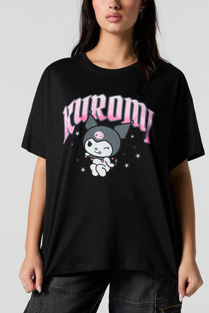 T-shirt coupe garçonne à imprimé Kuromi
