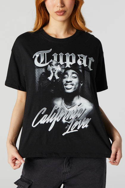 T-shirt de coupe garçonne à imprimé Tupac California Love