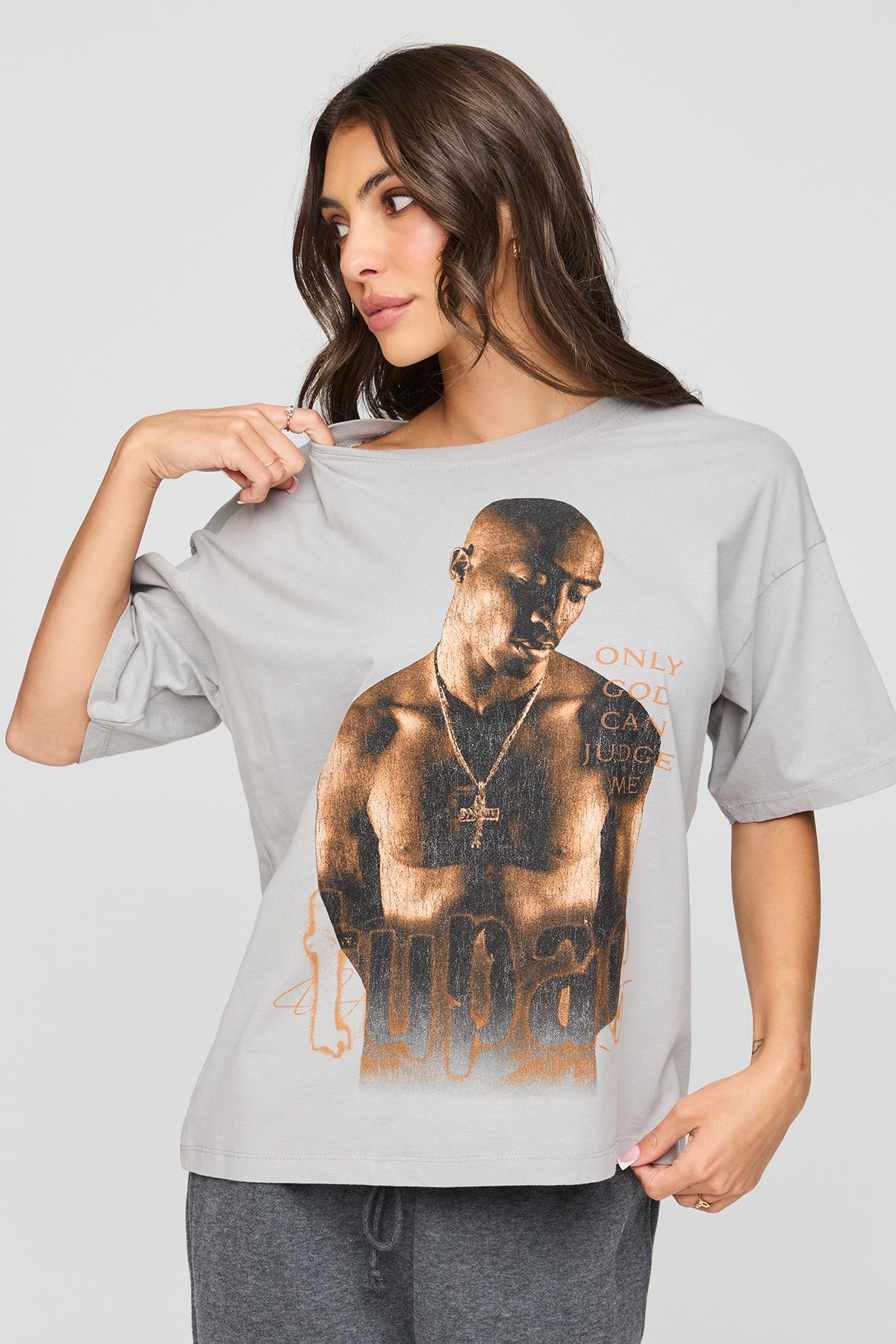 Tupac Graphic Boyfriend T-Shirt - Black