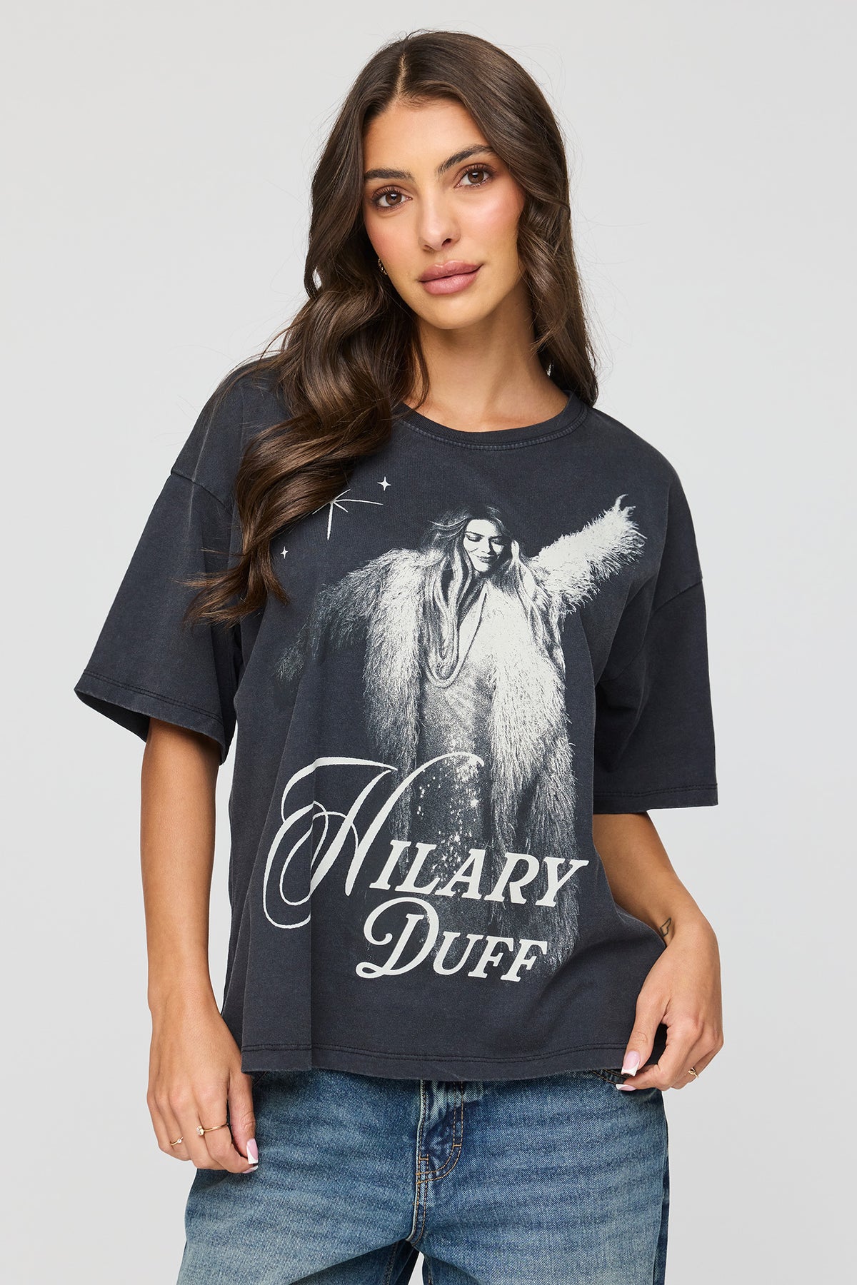 T-shirt de coupe garçonne à imprimé Hilary Duff 