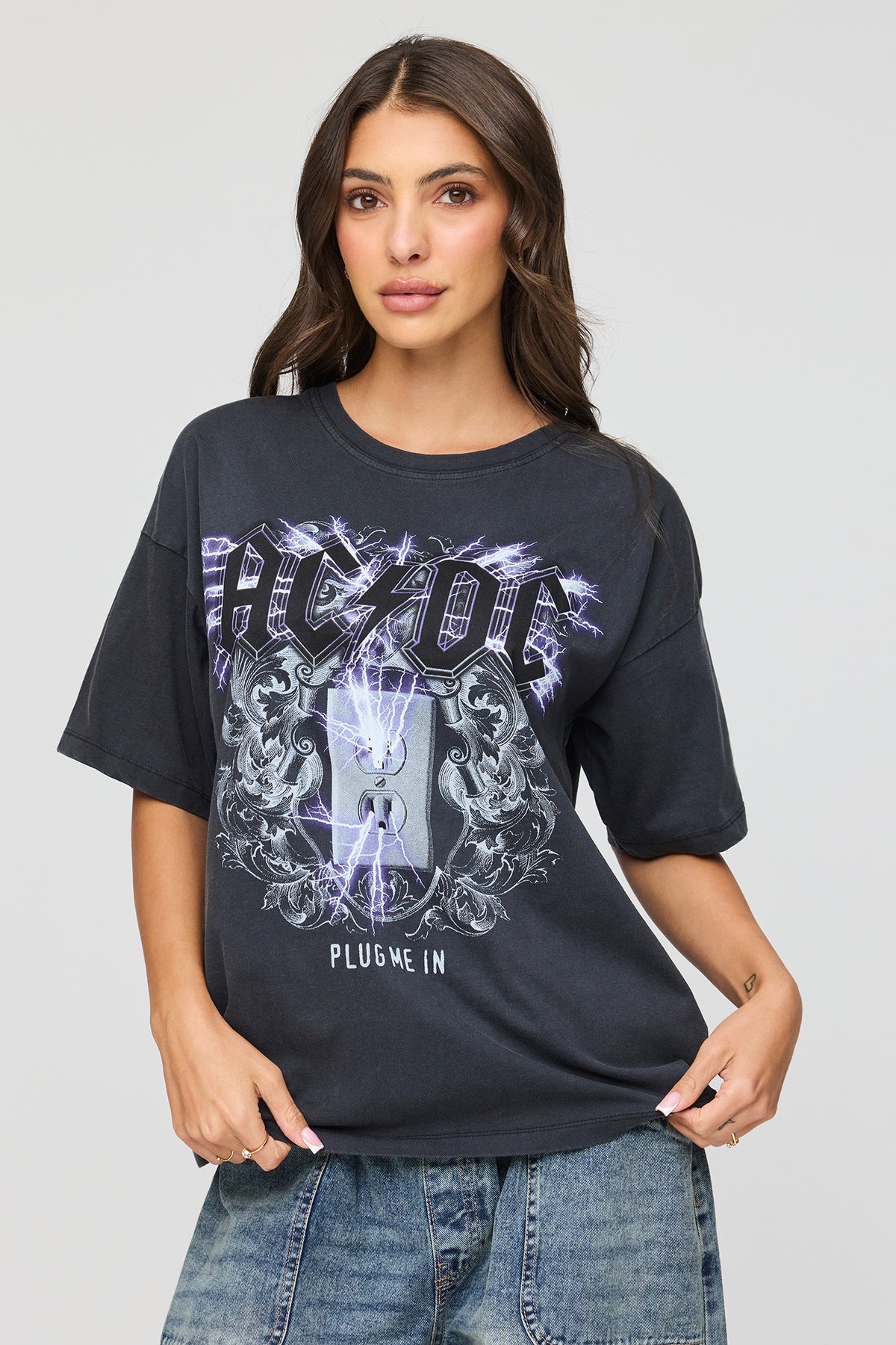 T-shirt de coupe garçonne à imprimé AC/DC