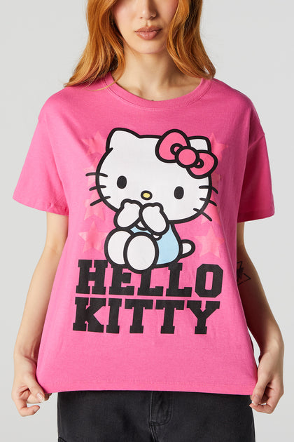 T-shirt de coupe garçonne à imprimé Hello Kitty