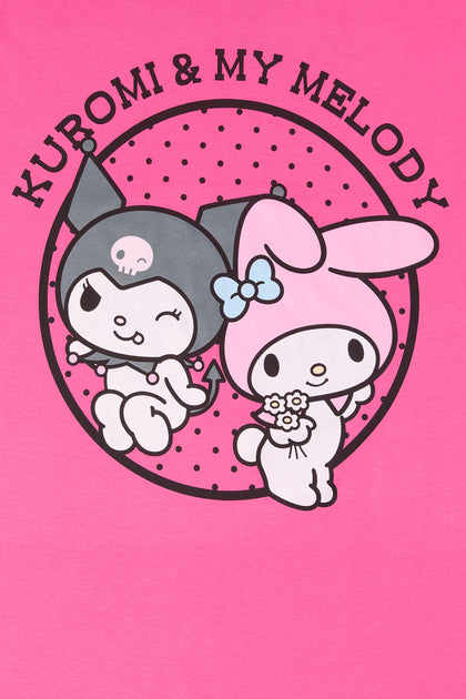 T-shirt de coupe garçonne à imprimé Kuromi and My Melody