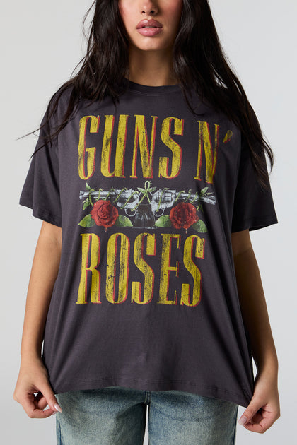 T-shirt coupe garçonne à imprimé Guns & Roses