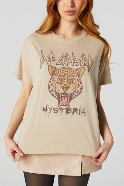 T-shirt de coupe garçonne à imprimé Def Leppard Hysteria