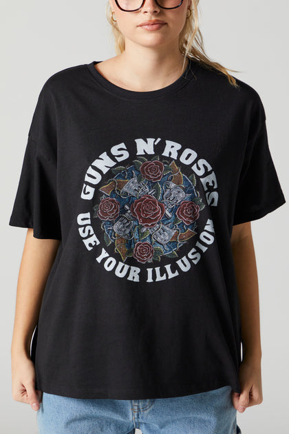 T-shirt de coupe garçonne à imprimé Guns N Roses