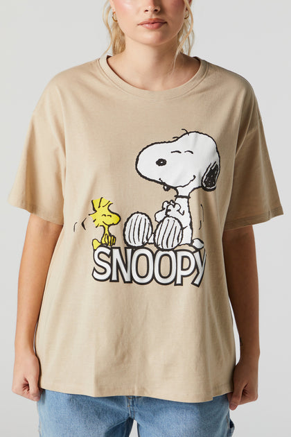 T-shirt de coupe garçonne à imprimé Snoopy