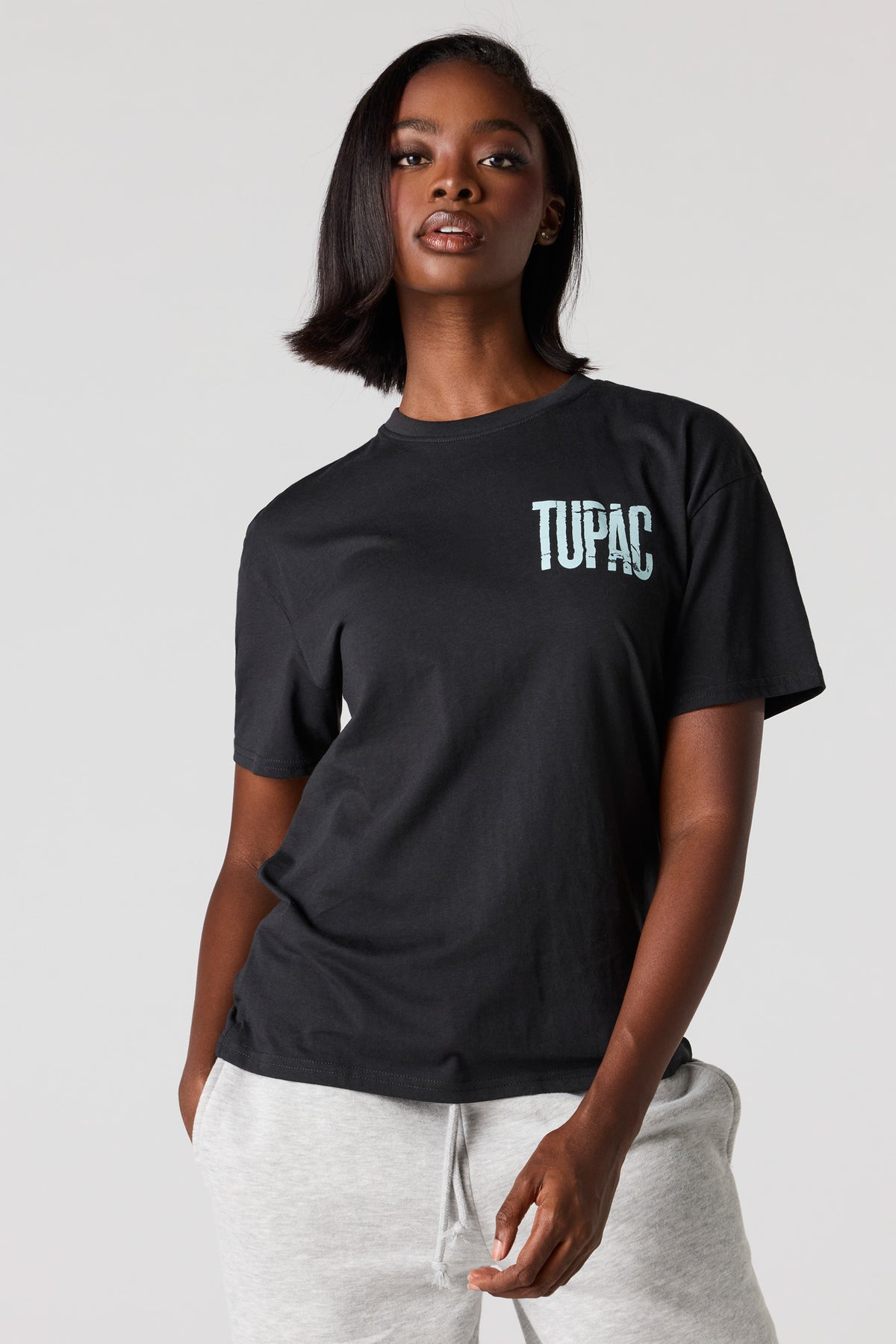 Alt View 2. Tupac Graphic Boyfriend T-Shirt - Black