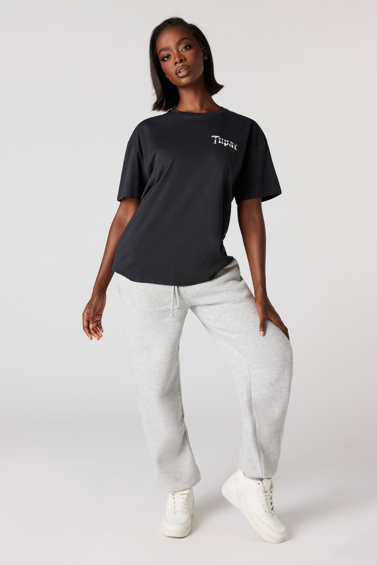 Alt View 3. Tupac Graphic Boyfriend T-Shirt - Charcoal