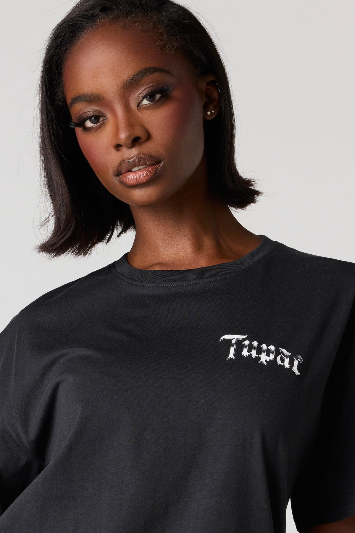 Alt View 4. Tupac Graphic Boyfriend T-Shirt - Charcoal
