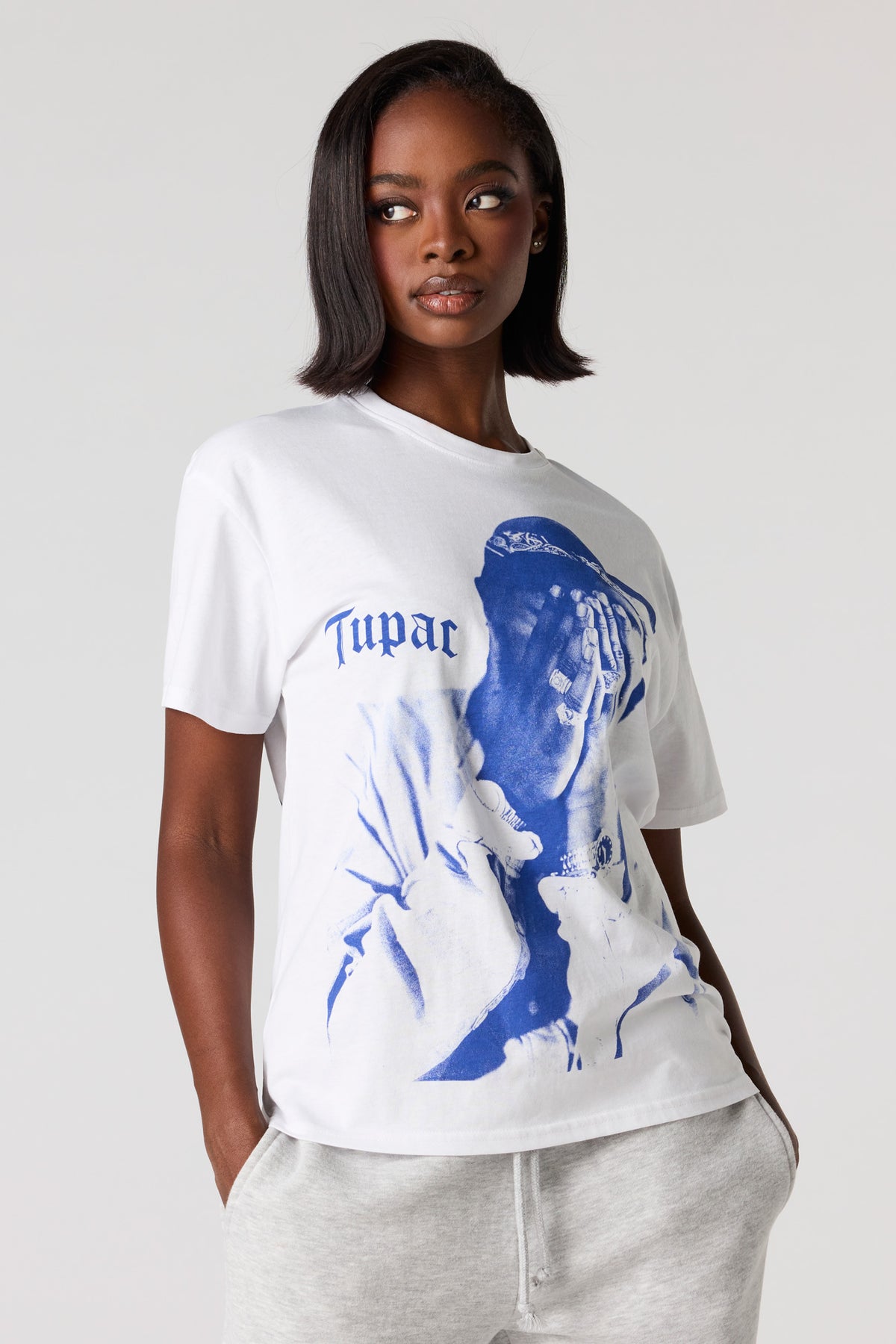 Tupac Graphic Boyfriend T-Shirt - White
