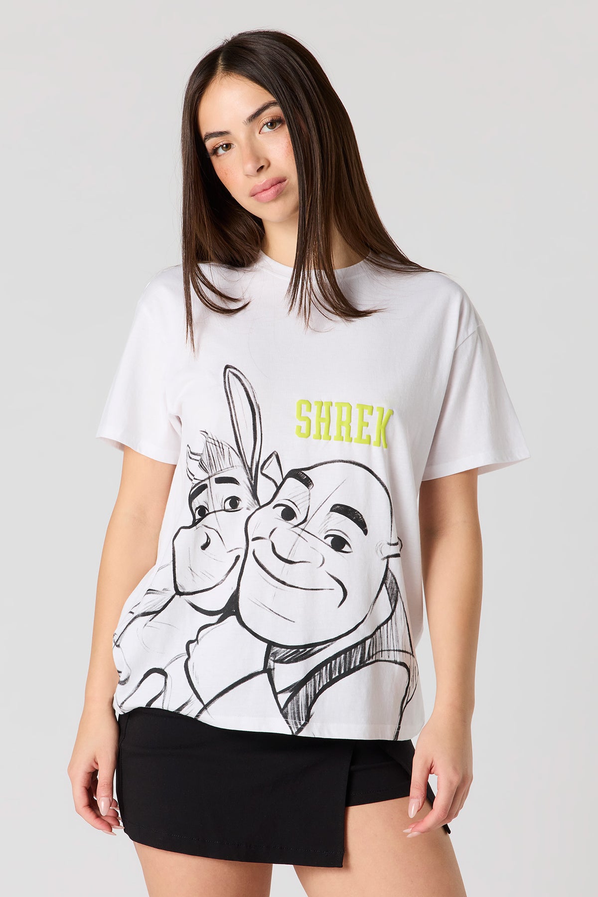 Shrek Puff Print Boyfriend T-Shirt - White