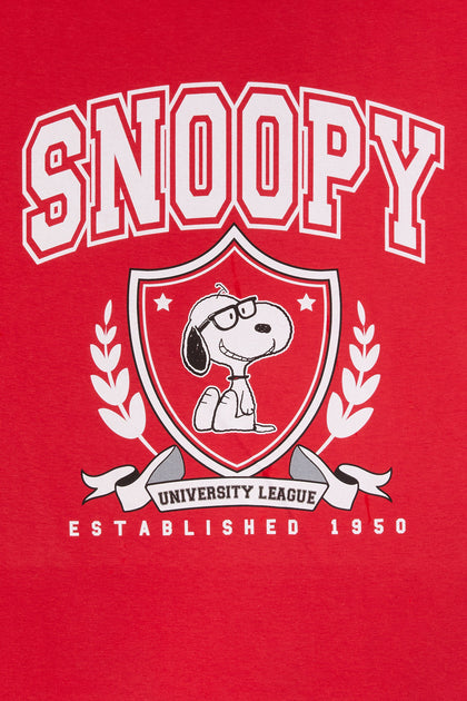 T-shirt de coupe garçonne à imprimé Snoopy University