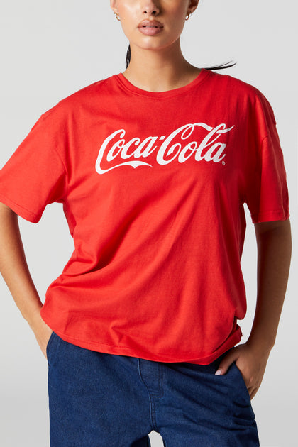 T-shirt de coupe garçonne à imprimé Coca Cola