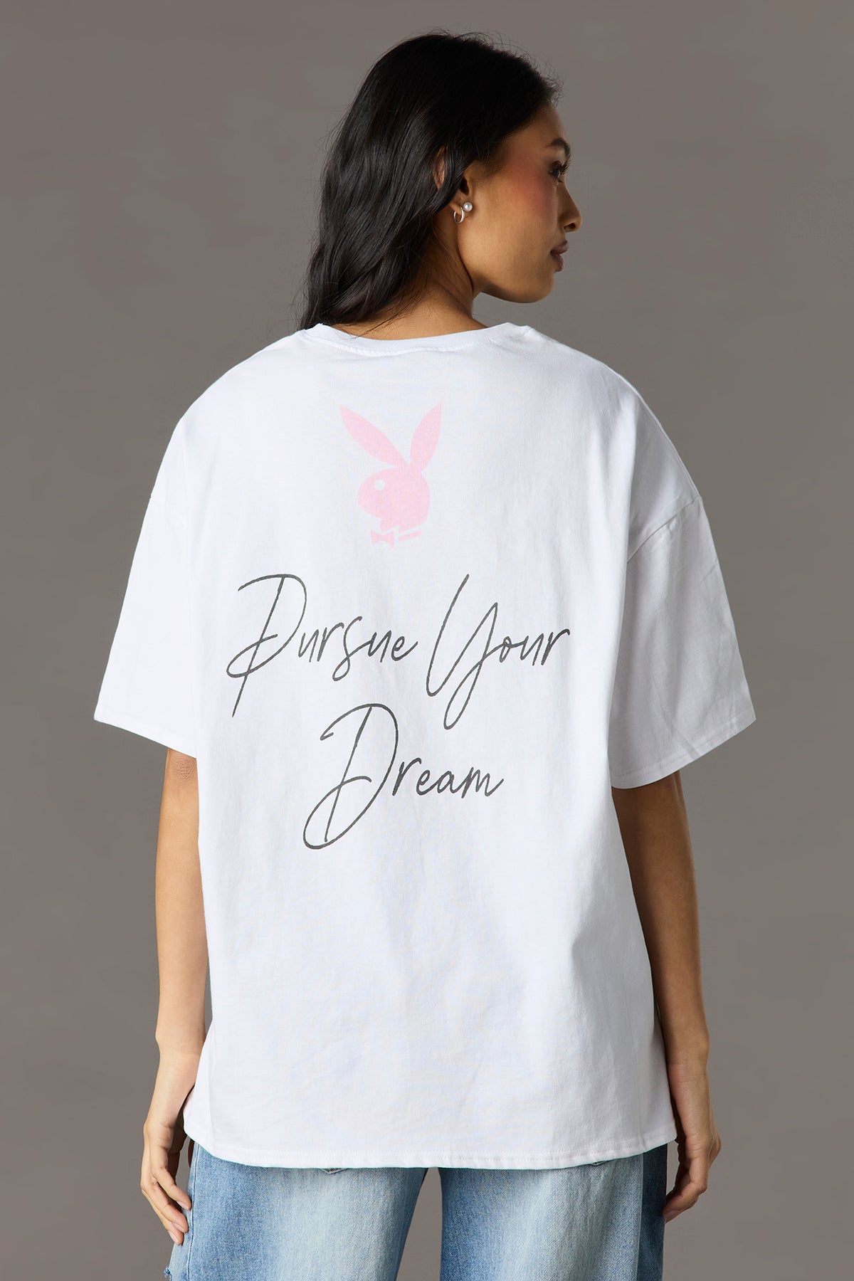 Vue alternative 2. T-shirt surdimensionné en coton lourd de luxe à imprimé Playboy
