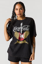 T-shirt surdimensionné délavé à imprimé Coke