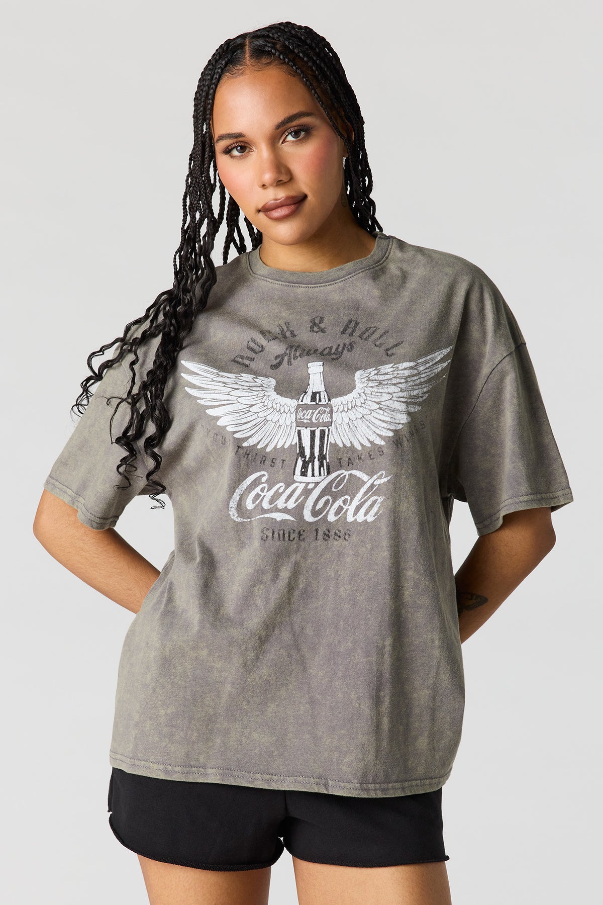 T-shirt surdimensionné délavé à imprimé Coke