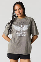T-shirt surdimensionné délavé à imprimé Coke