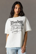 T-shirt surdimensionné en coton lourd de luxe à imprimé Playboy