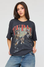 T-shirt de coupe garçonne à imprimé Tupac