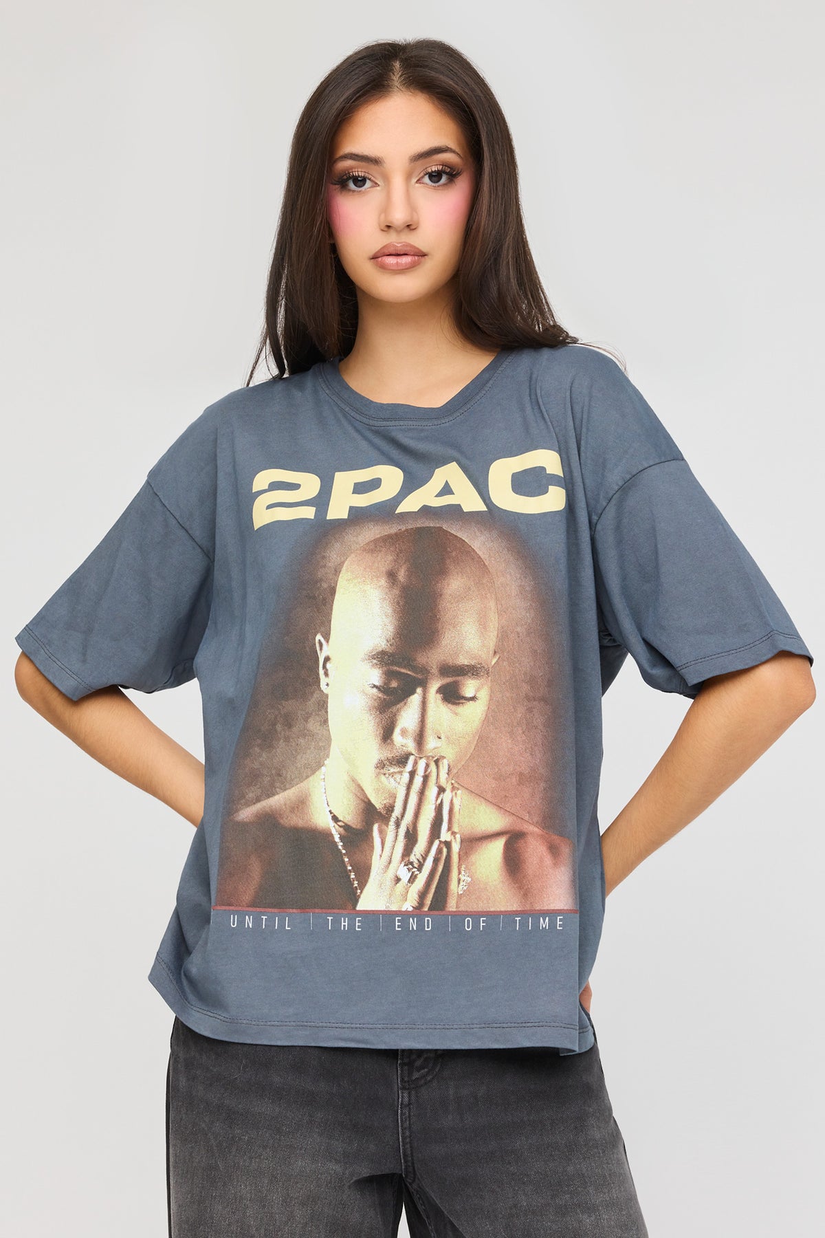 T-shirt de coupe garçonne à imprimé Tupac
