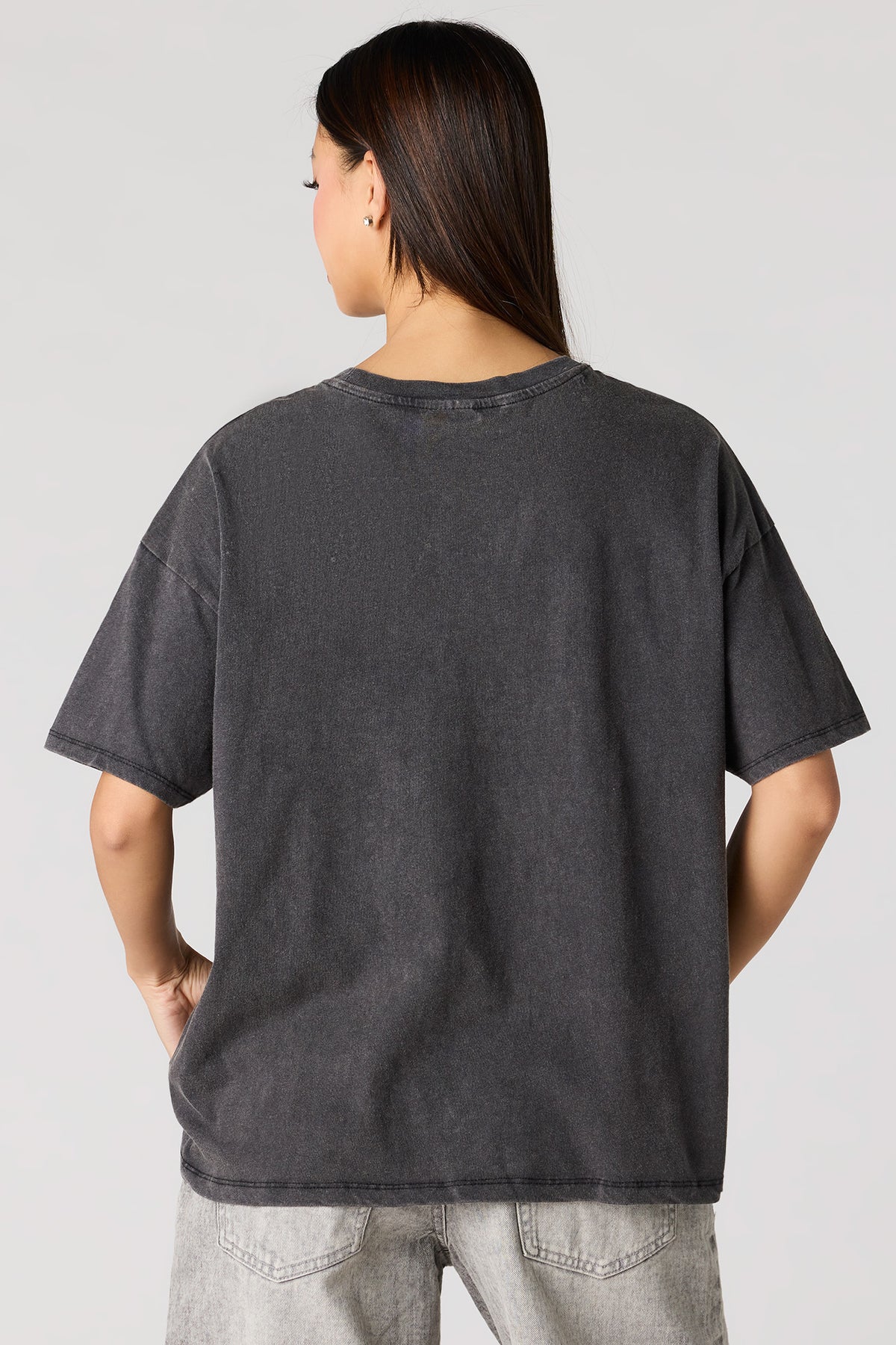 Vue alternative 2. T-shirt de coupe garçonne délavé à imprimé Tupac