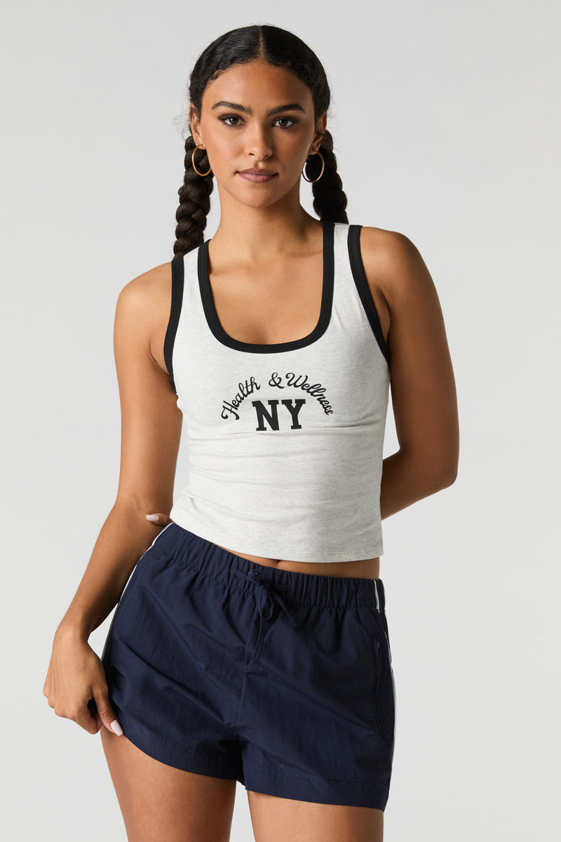 Camisole à col rond et bordure contrastante imprimé