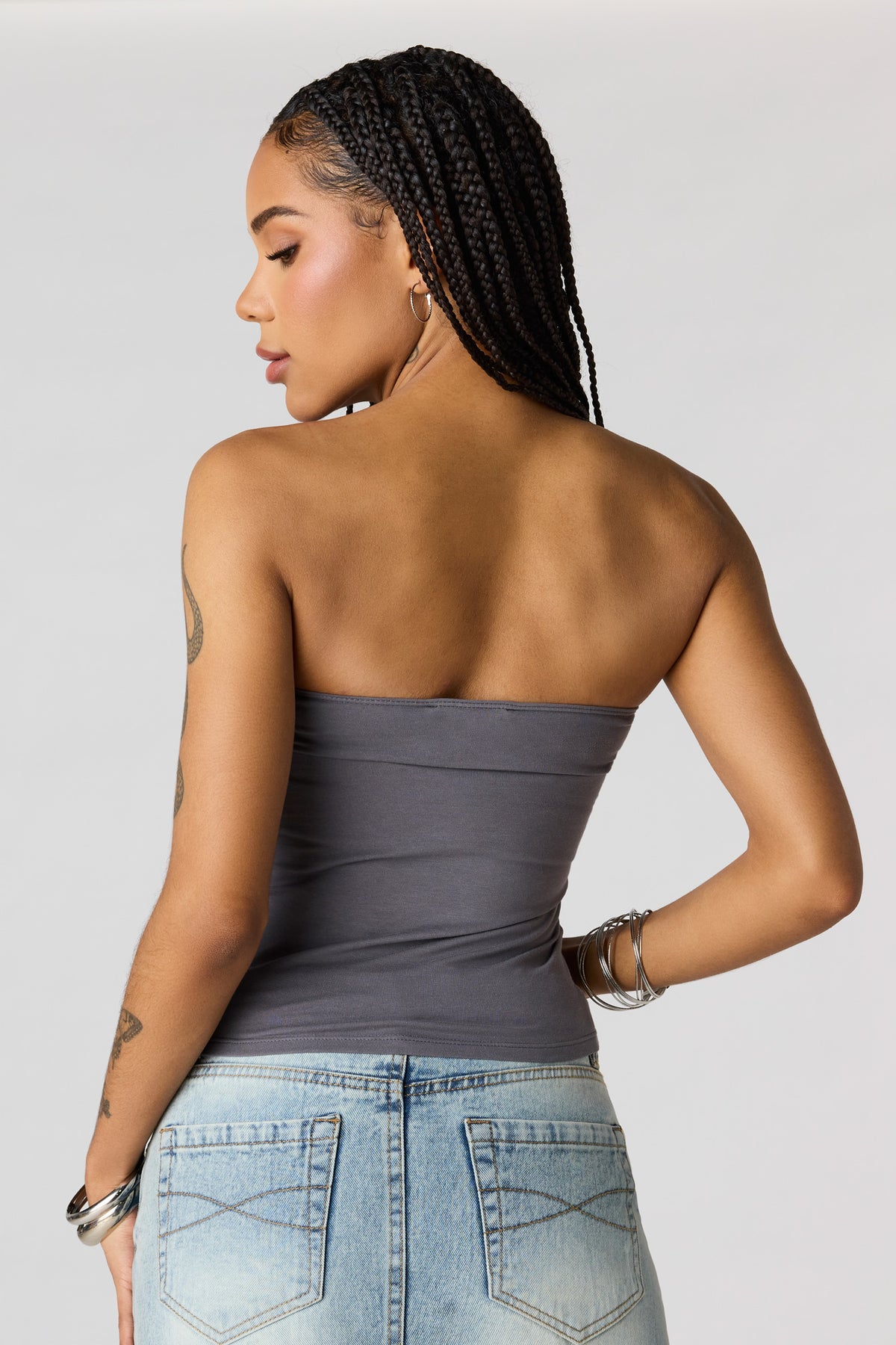 Alt View 2. Rhinestone Tube Top - Dark Grey