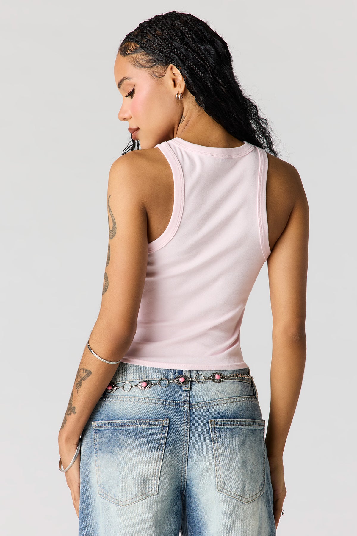 Alt View 2. Rhinestone Ribbed Tank - Light Pink