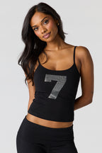 Rhinestone Graphic Scoop Neck Cami