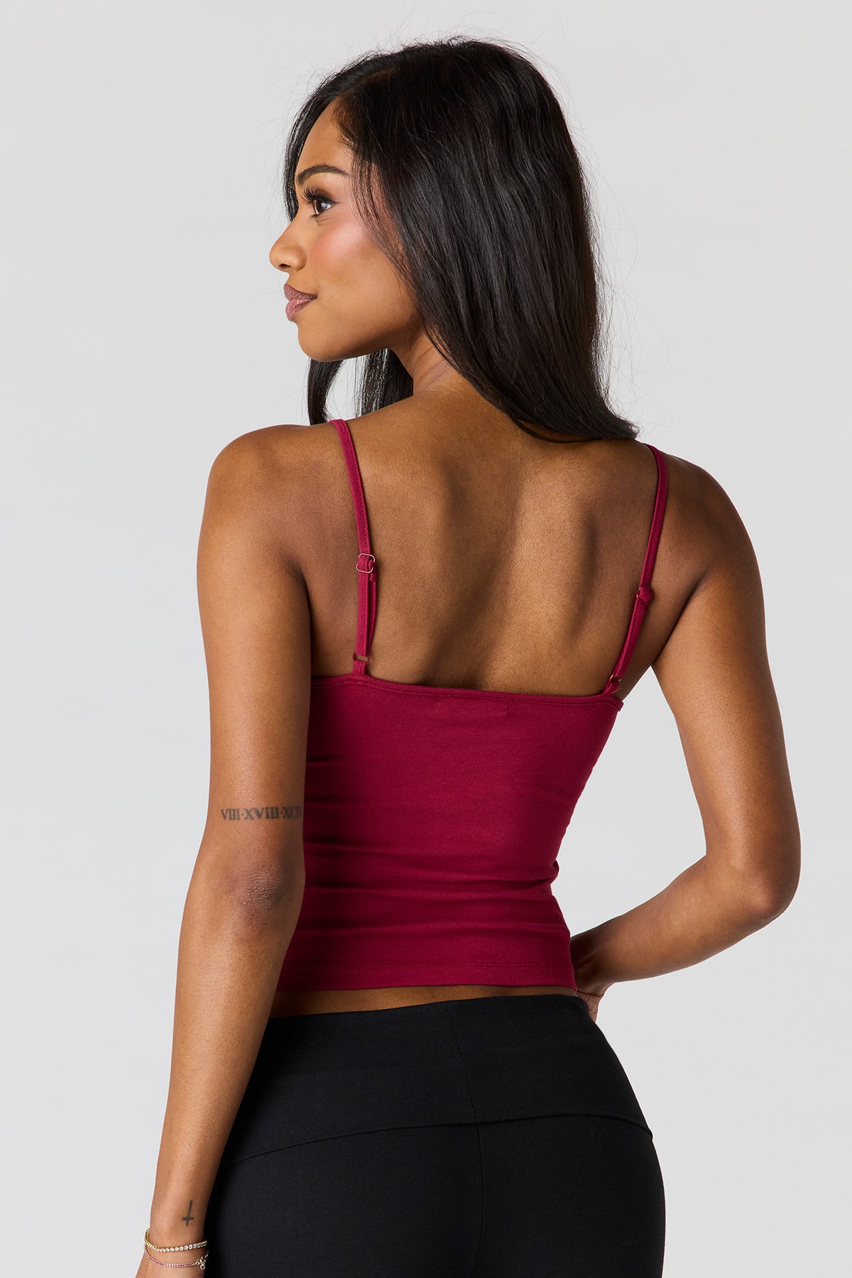 Alt View 2. Rhinestone Graphic Scoop Neck Cami - Burgundy
