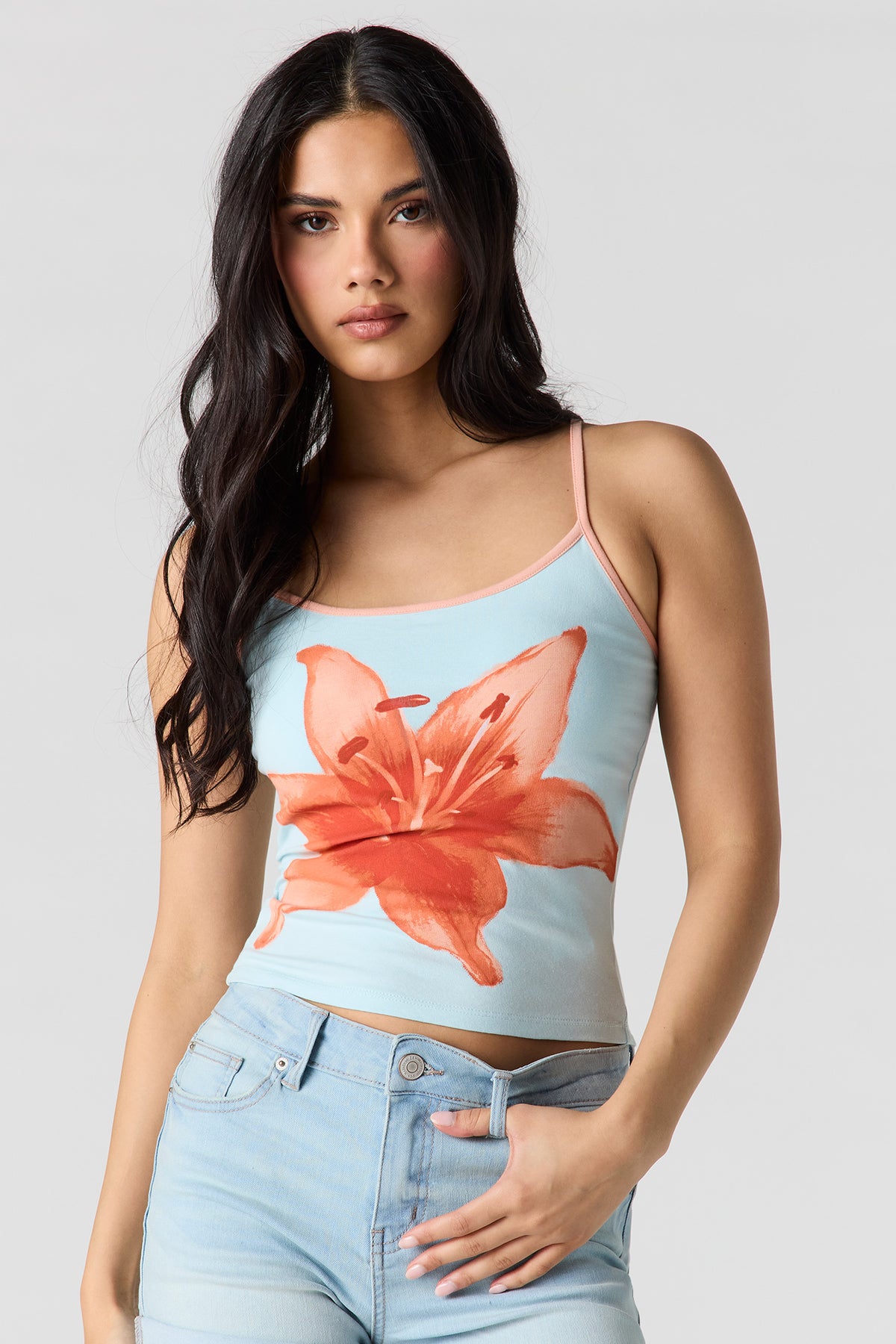 Alt View 4. Summer Graphic Cami - Light Blue