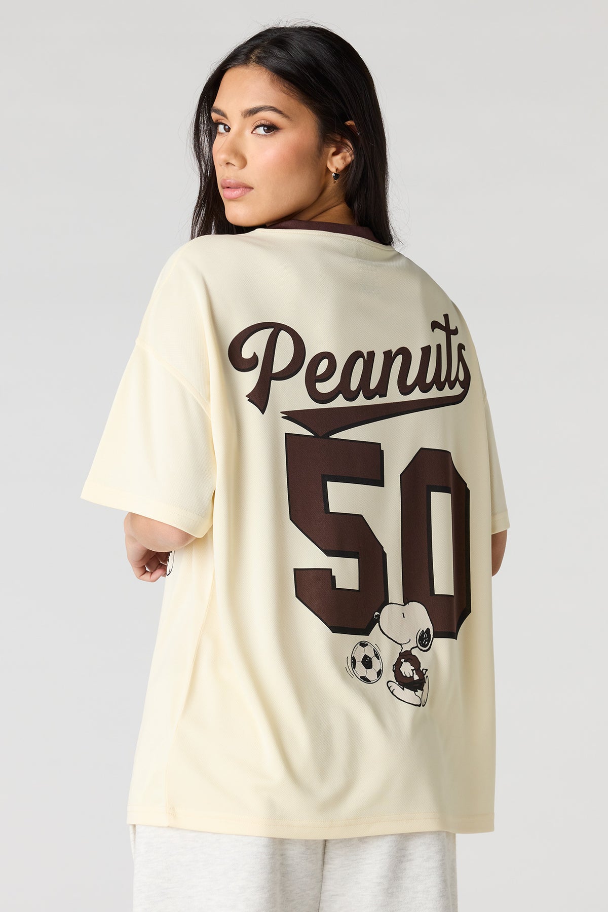 Alt View 2. Peanuts Graphic Mesh Jersey - Pale Yellow