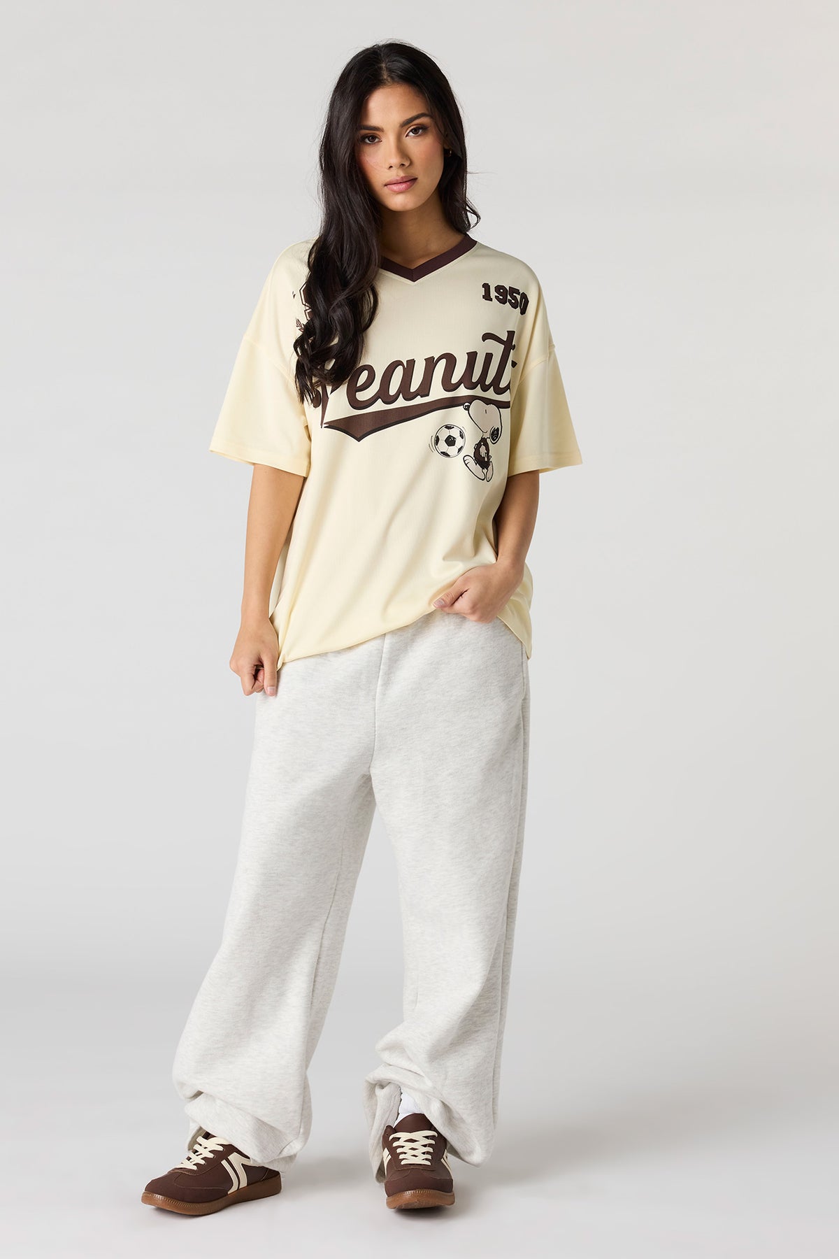 Alt View 3. Peanuts Graphic Mesh Jersey - Pale Yellow