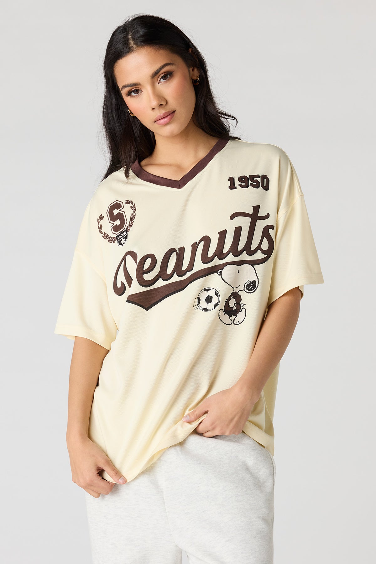 Peanuts Graphic Mesh Jersey - Pale Yellow