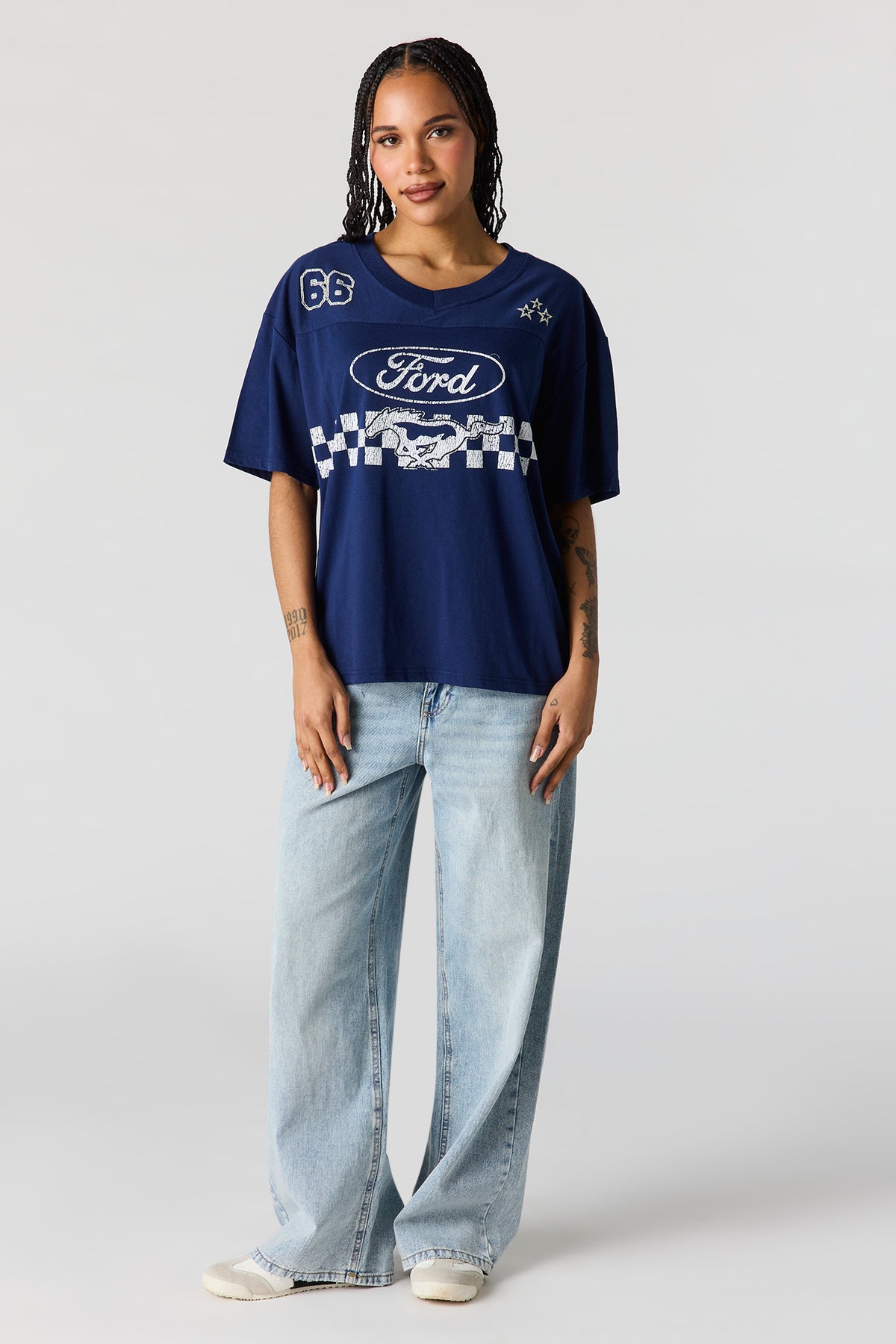 Alt View 3. Ford Graphic Oversized T-Shirt - Navy