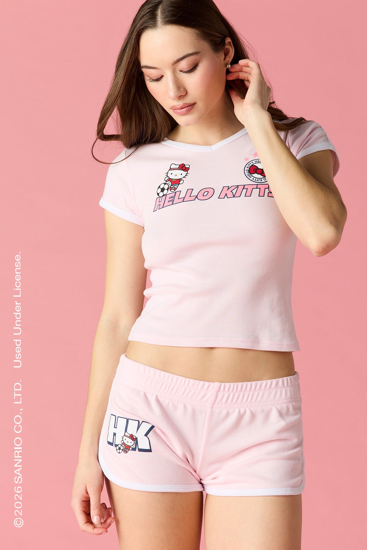 Short à imprimé Hello Kitty® Soccer avec ourlet arrondi
