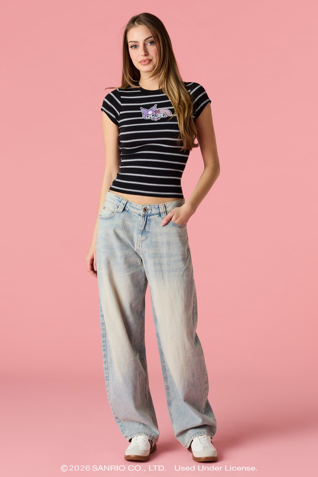 トップス Kurumi Kuromi™ & My Melody™ Embroidered Ribbed Classic T-Shirt – Urban Planet