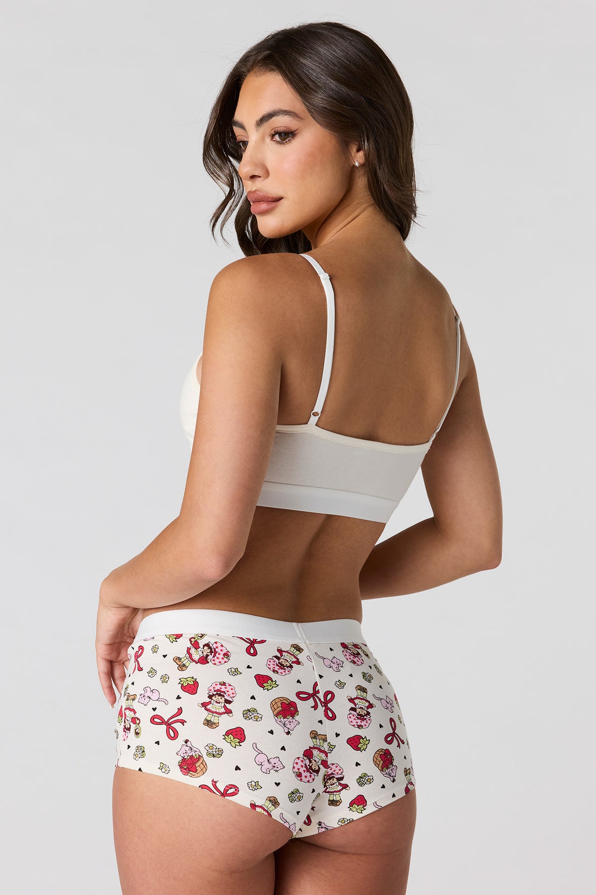 Alt View 3. Strawberry Shortcake Bralette & Boy Short Set - Ivory